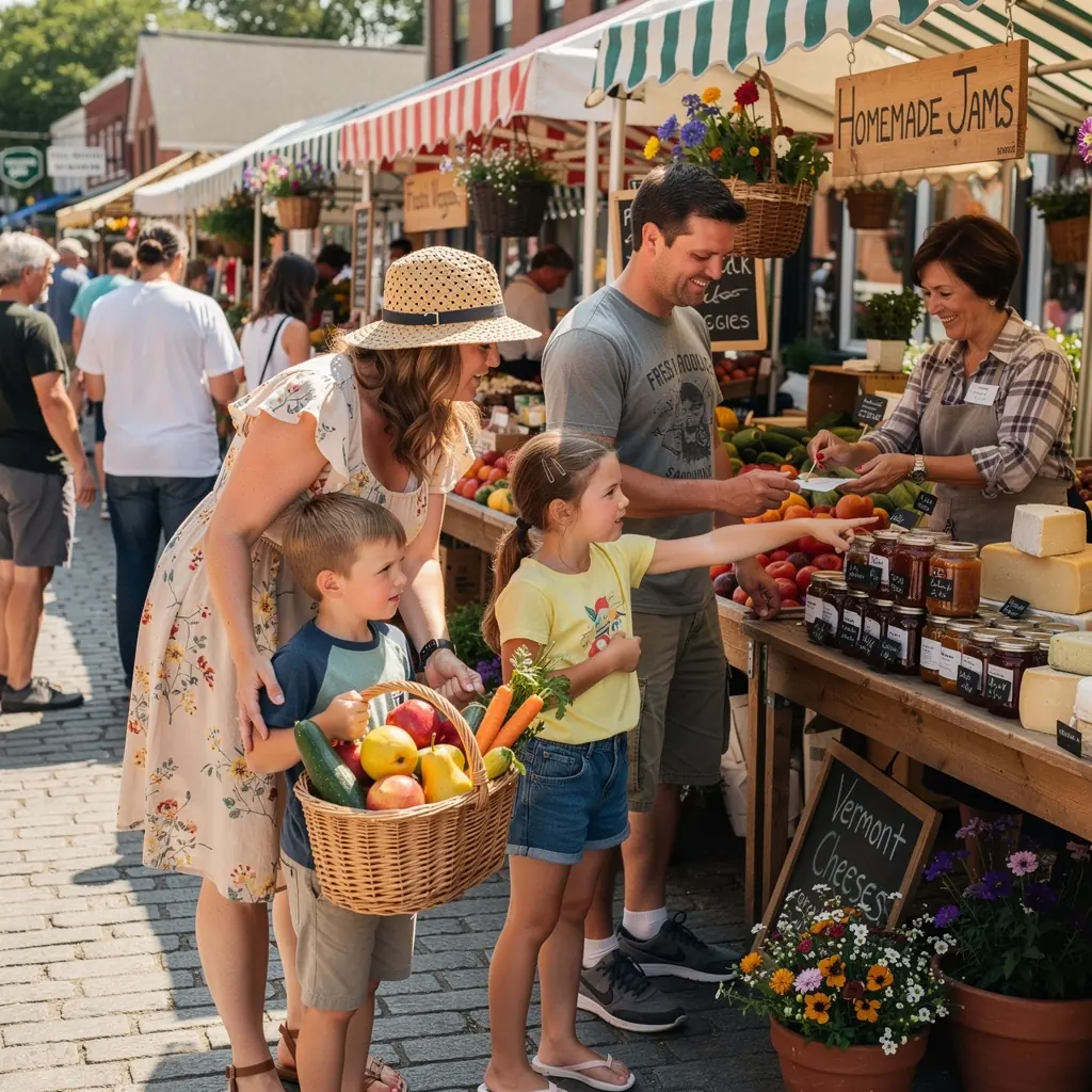 Rodzina podróżująca po parku narodowym z dziećmi.